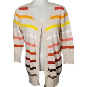 FOREVER 21 Striped Rainbow and Creme Cardigan Sz M